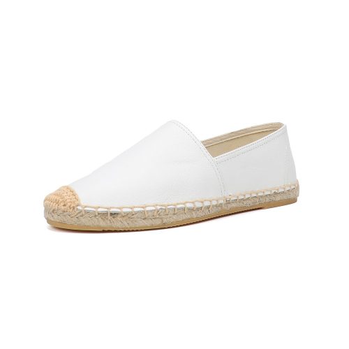 1YFiCasual Espadrilles Platte Koe Lederen Schoen Voor Dames Slip On Rubber Ballet Flats 1