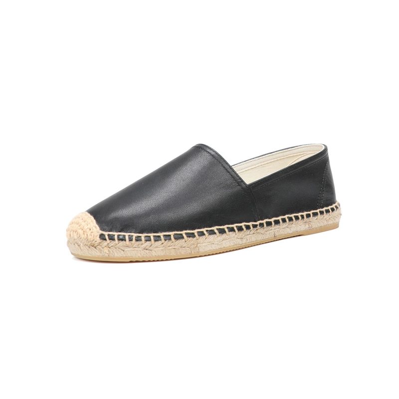 AcaBCasual Espadrilles Platte Koe Lederen Schoen Voor Dames Slip On Rubber Ballet Flats 1