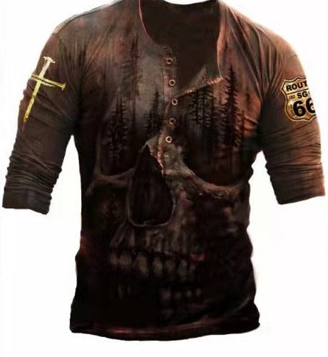 Retro skull lange mouw T-shirt - gemaakt van hoogwaardige katoen-polyester stof voor ultiem comfort in een lichtgewicht, ademend ontwerp. Perfect voor een vleugje vintage stijl in uw garderobe.