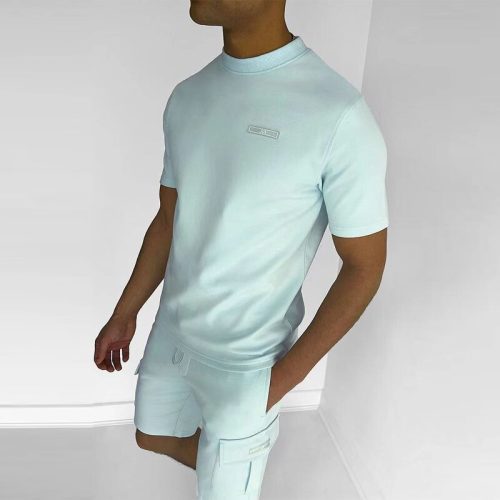 LhKxHot En Hoge Kwaliteit Heren T Shirt Pak Casual Sport Multi Pocket Set Mode Straat Effen