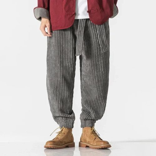 PFOBWinter Nieuwe Japanse Mannen Tailleband Corduroy Harembroek Casual Jogging Joggingbroek Hip Hop Straat Mannelijke Grote Maat