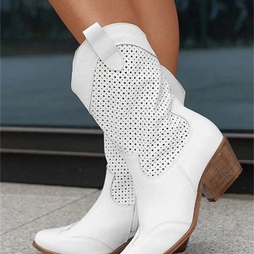 Chique cowboylaarzen met een trendy ritsdetail en ademend comfort voor een moeiteloze en modieuze look. Deze laarzen hebben een ademend ontwerp, een handige ritssluiting en passen bij diverse outfits.