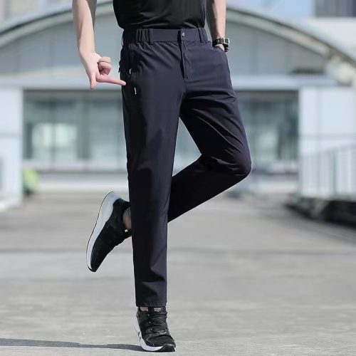 YLp7Grote Size Mannen Zomer Broek Groot Formaat Ijs Zijde Stretch Ademend Rechte Pijpen Broek 6XL Sneldrogende