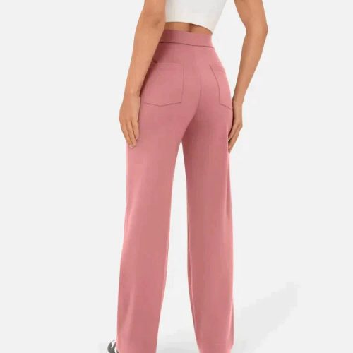 high waisted elastische casual broek 129386