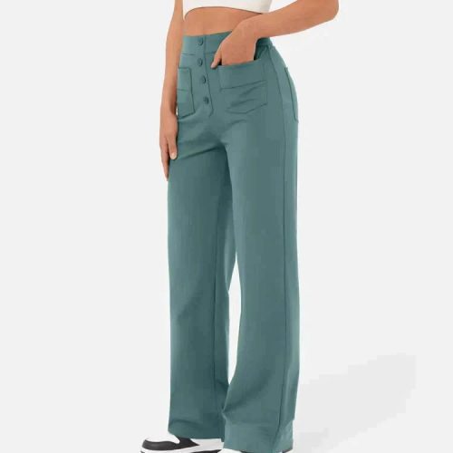 high waisted elastische casual broek 252508