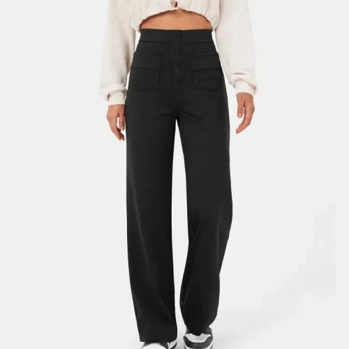 high waisted elastische casual broek 262366