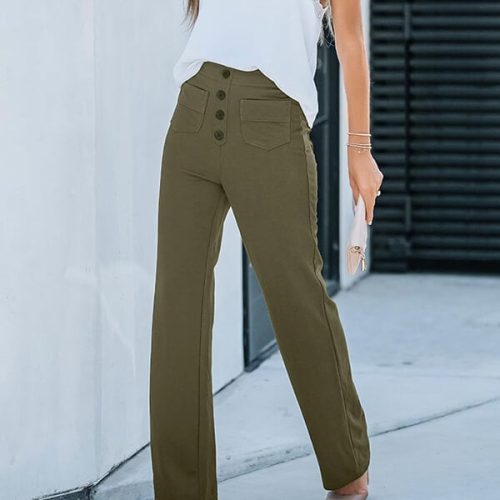 high waisted elastische casual broek 568114