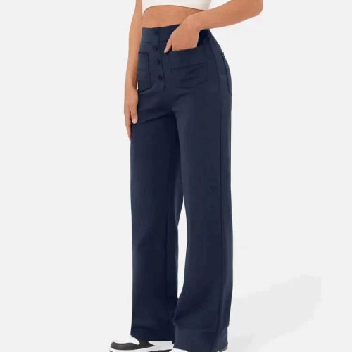 high waisted elastische casual broek 664021