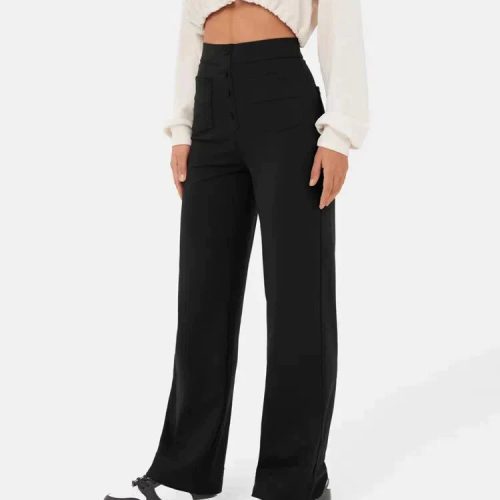 high waisted elastische casual broek 666562