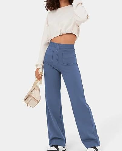 high waisted elastische casual broek 966013