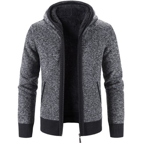 jSDeMannen Hooded Vest Trui Nieuwe Fleece Verdikte In Winter Stand Kraag Truien Jas Rits Toevallige Mannelijke