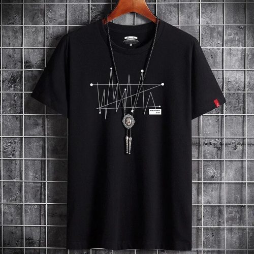 w47hNieuwe Manga Oversized Heren Losse Tee Tops Heren Katoen Fashion Gothic Print Heren Korte Mouwen T